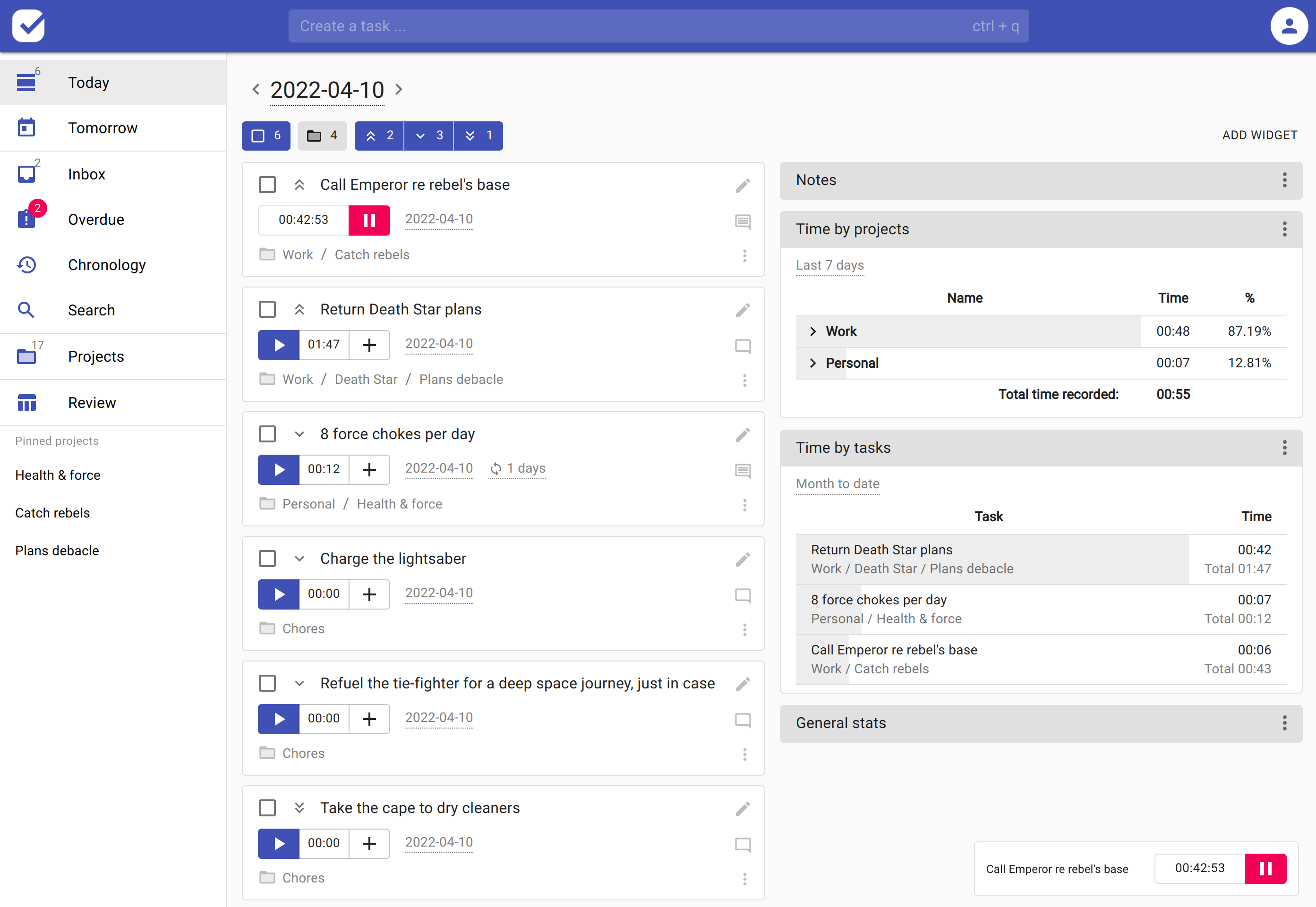 TodoX -- task manager and time tracker